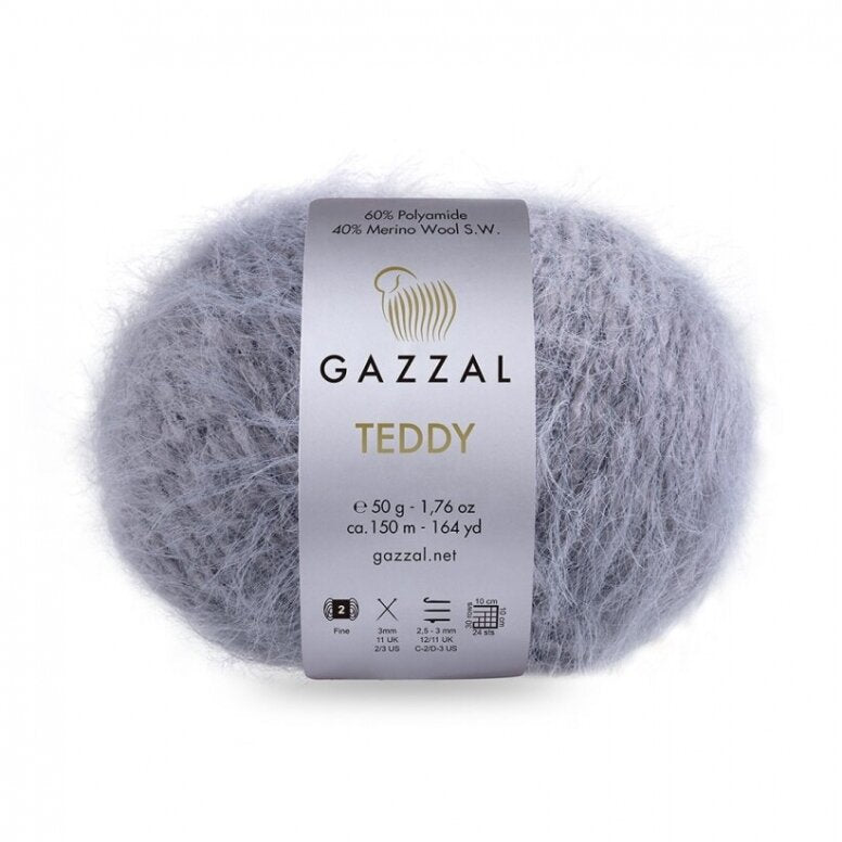 Gazzal Teddy 6532 Pilka – buklė siūlai su merino vilna