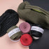 YarnArt Leather Club faux leather yarn – Khaki, Dusty Rose, Red and Black with crochet bags
