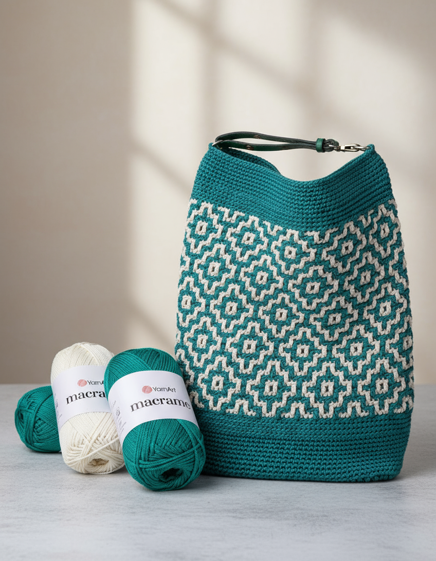 Macrame Yarn with YarnArt Macrame and crocheted bag