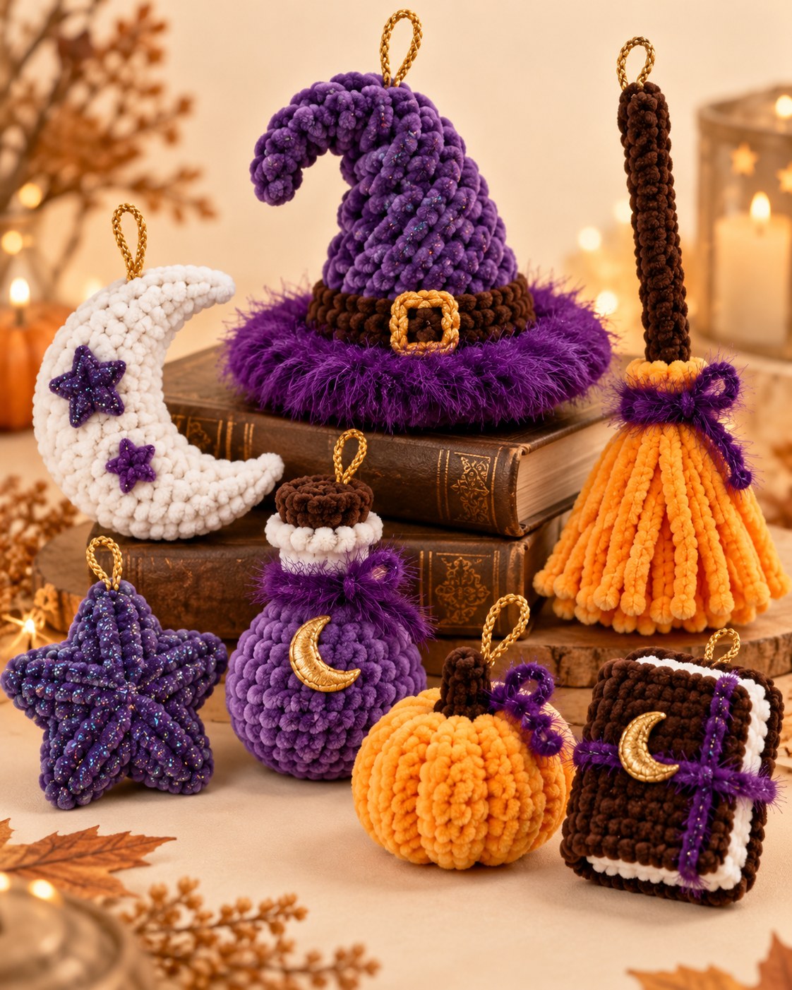 Idea: small crochet Halloween ornaments – inspiration only, no pattern included