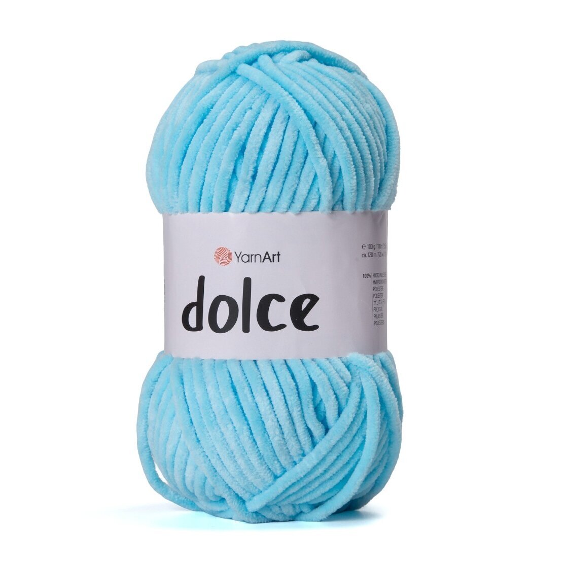 YarnArt Dolce 859 Šviesiai mėlyna – stori pliušiniai siūlai