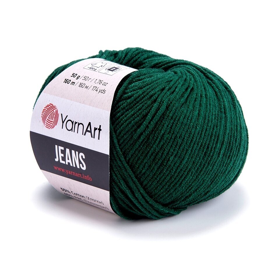 YarnArt Jeans 92 Tallgrön – bomulls- och akrylgarn