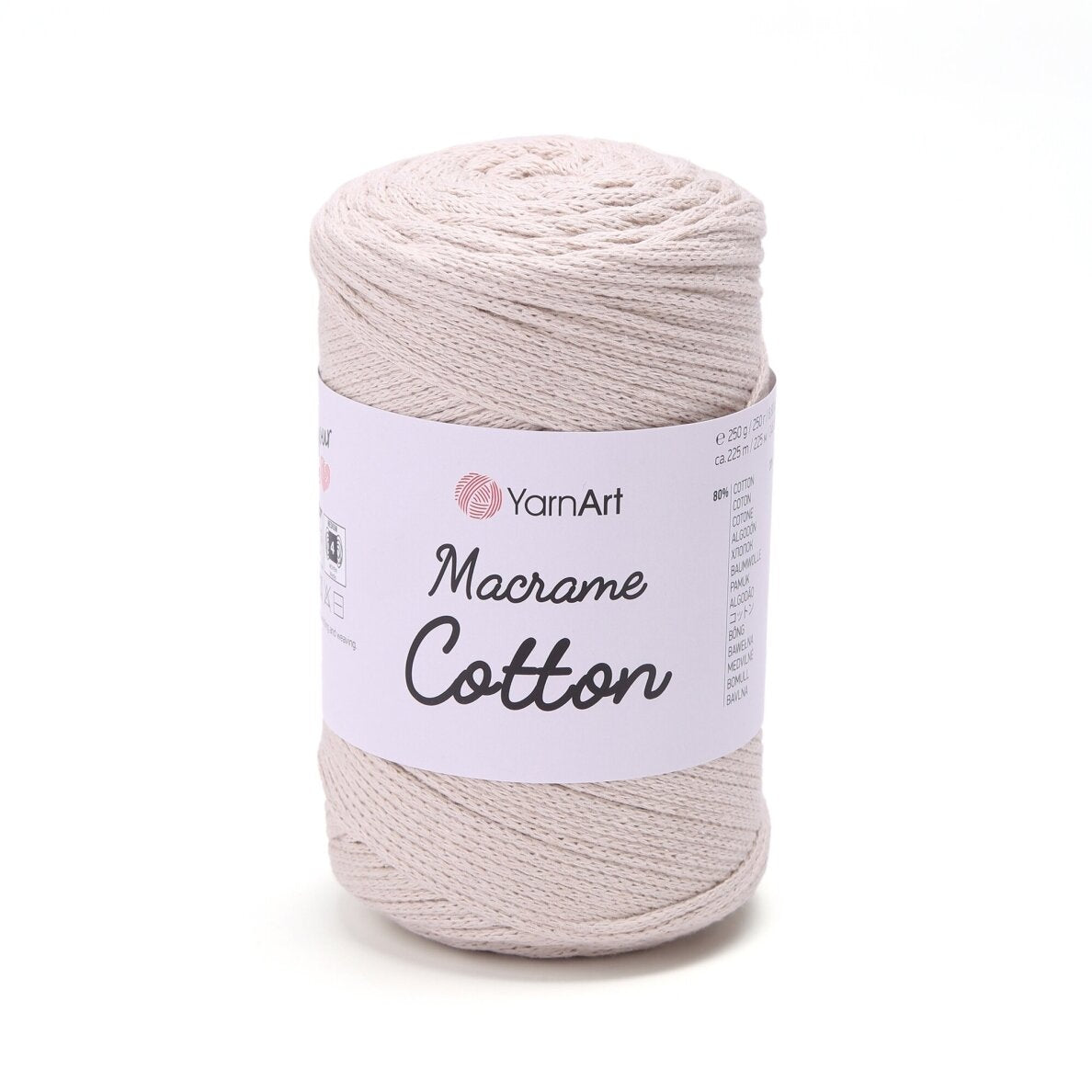 YarnArt Macrame Cotton 753 Light Grey – braided macrame cord