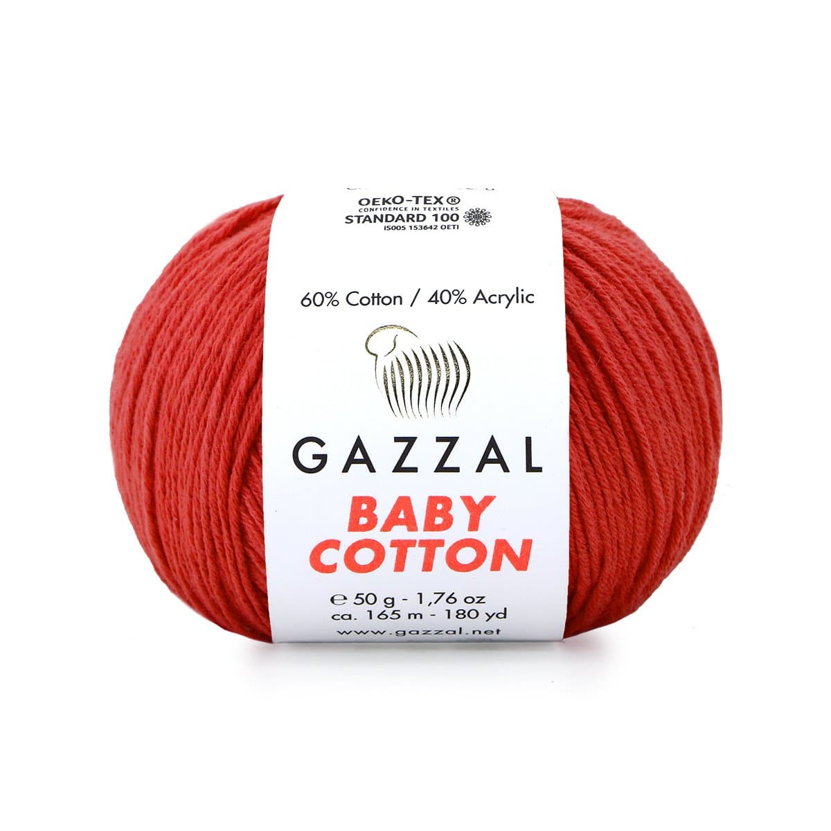Gazzal Baby Cotton 3418 Scharlakansröd – babygarn i bomull och akryl