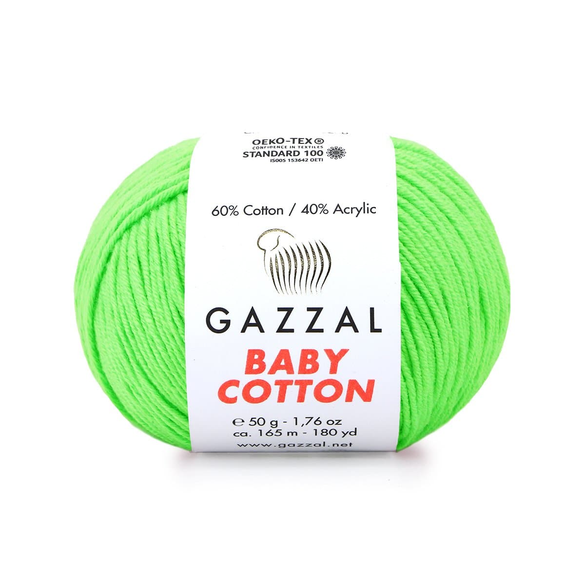 Gazzal Baby Cotton 3427 Neongrön – babygarn i bomull och akryl