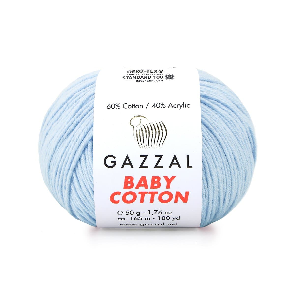Gazzal Baby Cotton 3429 Puderblå – babygarn i bomull och akryl