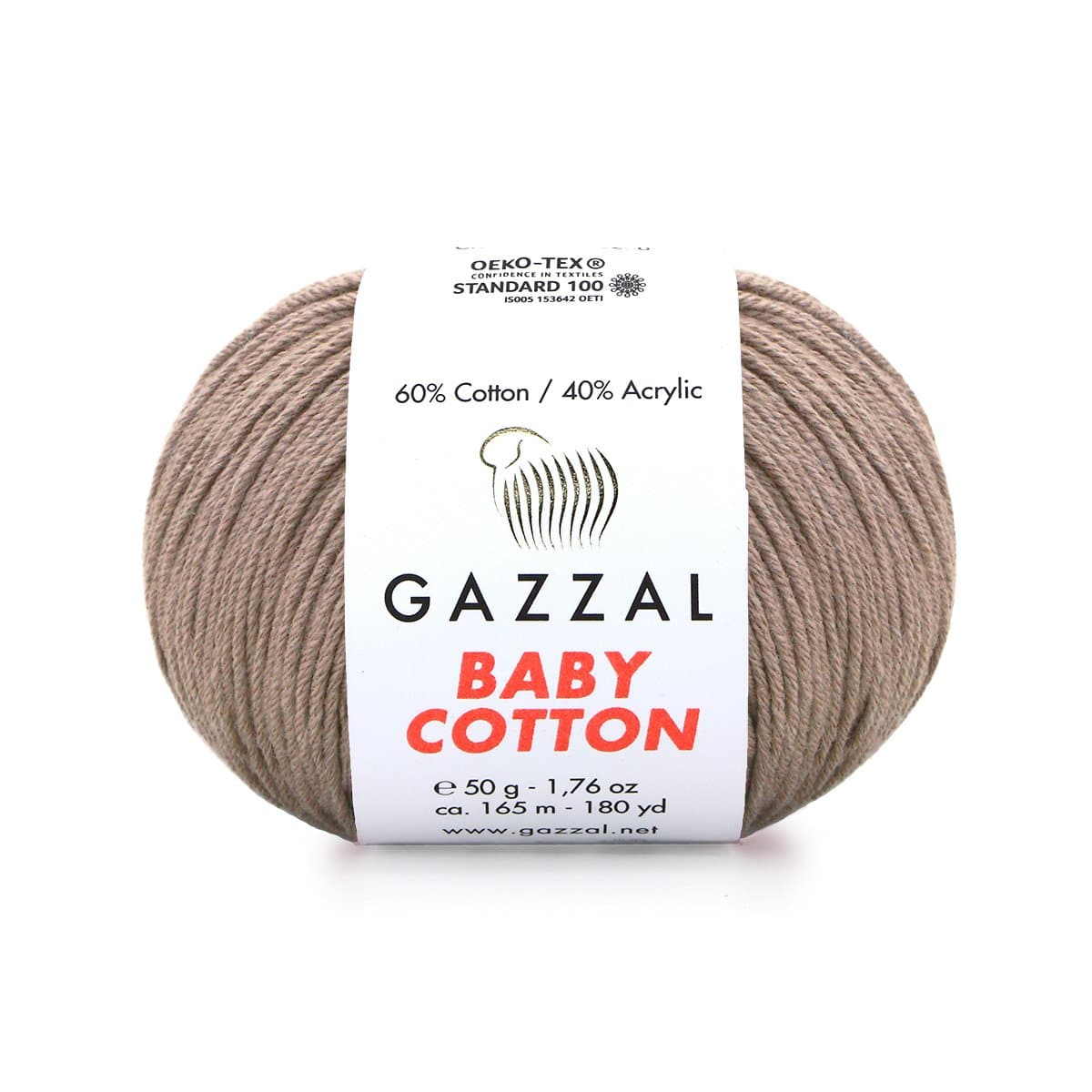 Gazzal Baby Cotton 3434 Taupe – babygarn i bomull och akryl