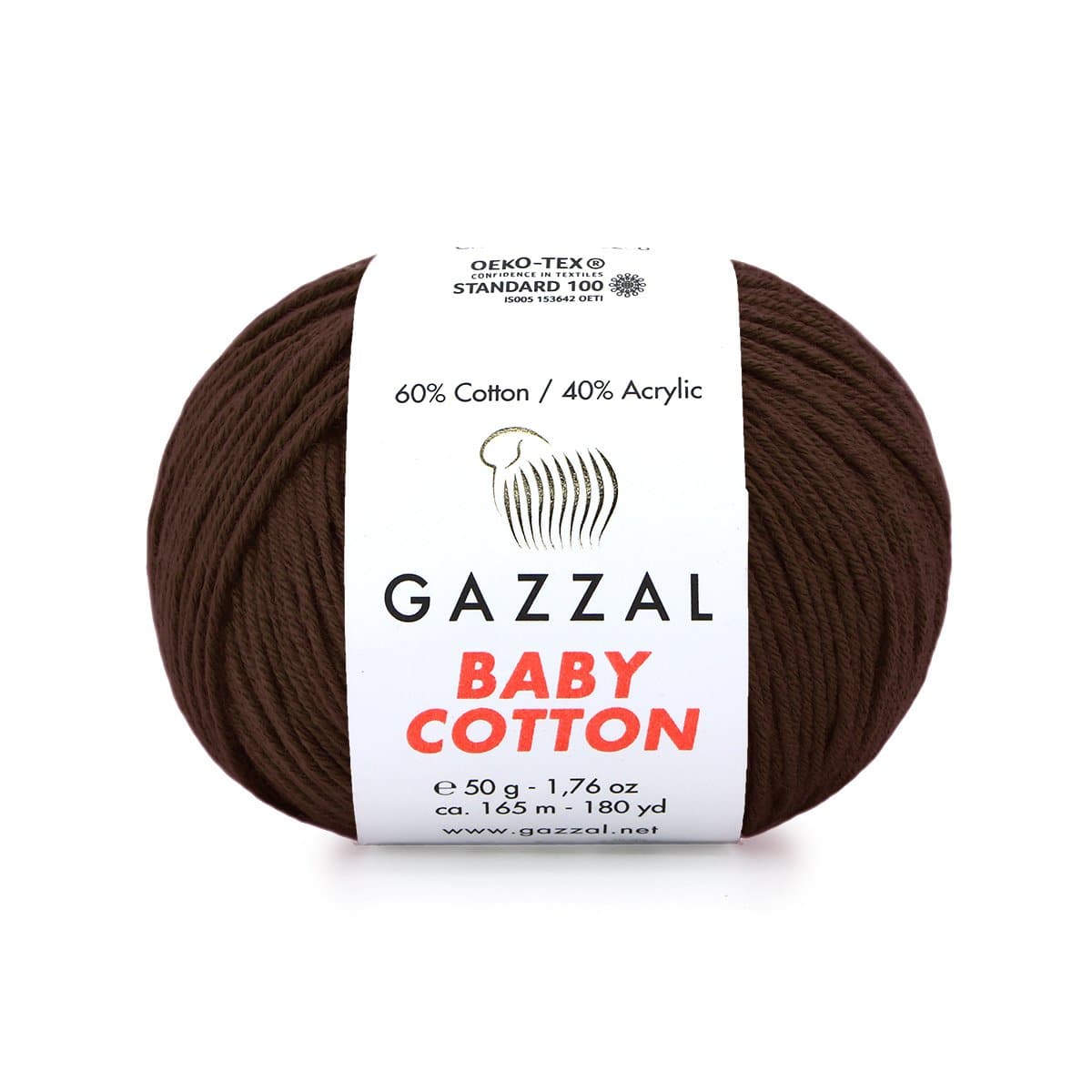 Gazzal Baby Cotton 3436 Mörkbrun – babygarn i bomull och akryl