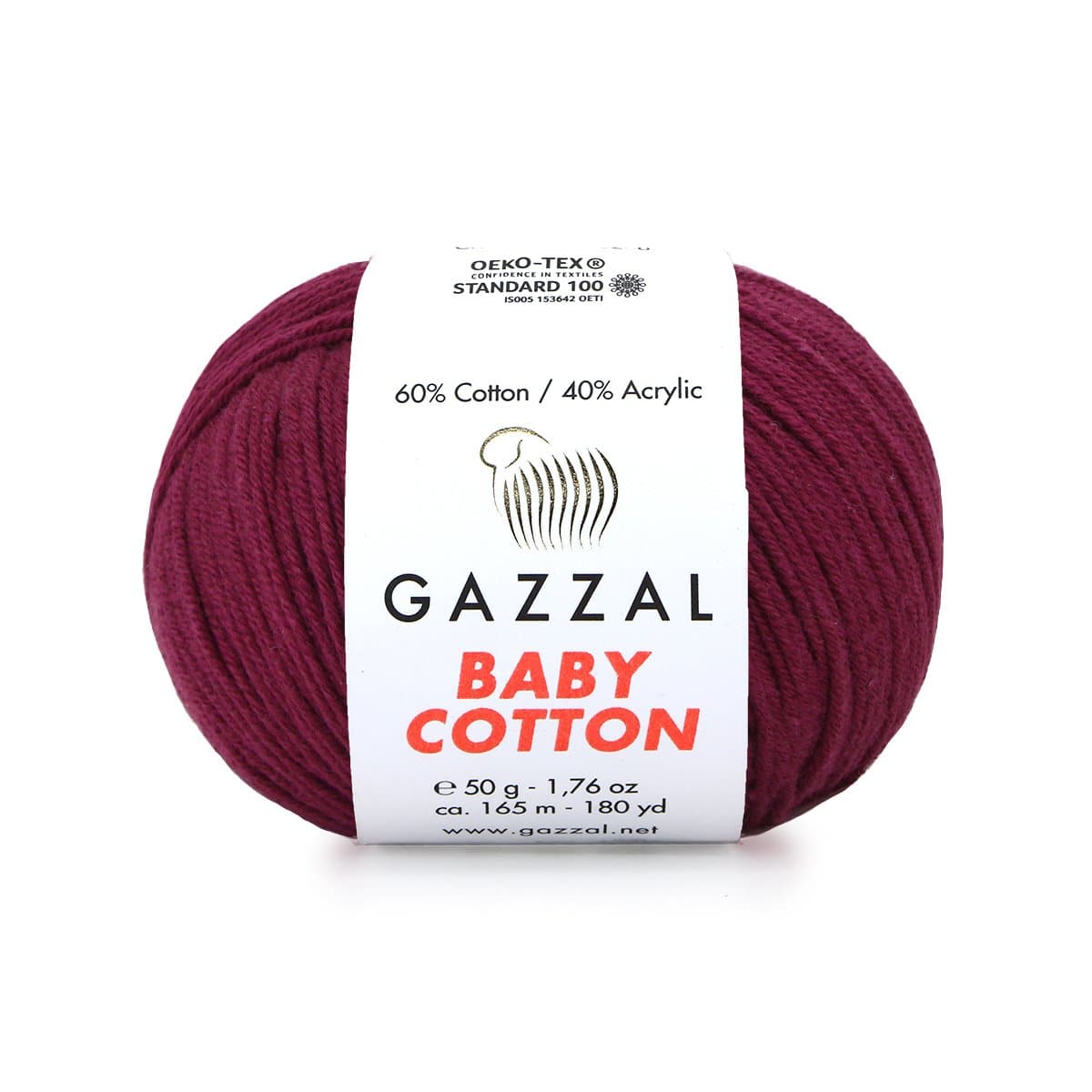 Gazzal Baby Cotton 3442 Burgunder – babygarn i bomull och akryl