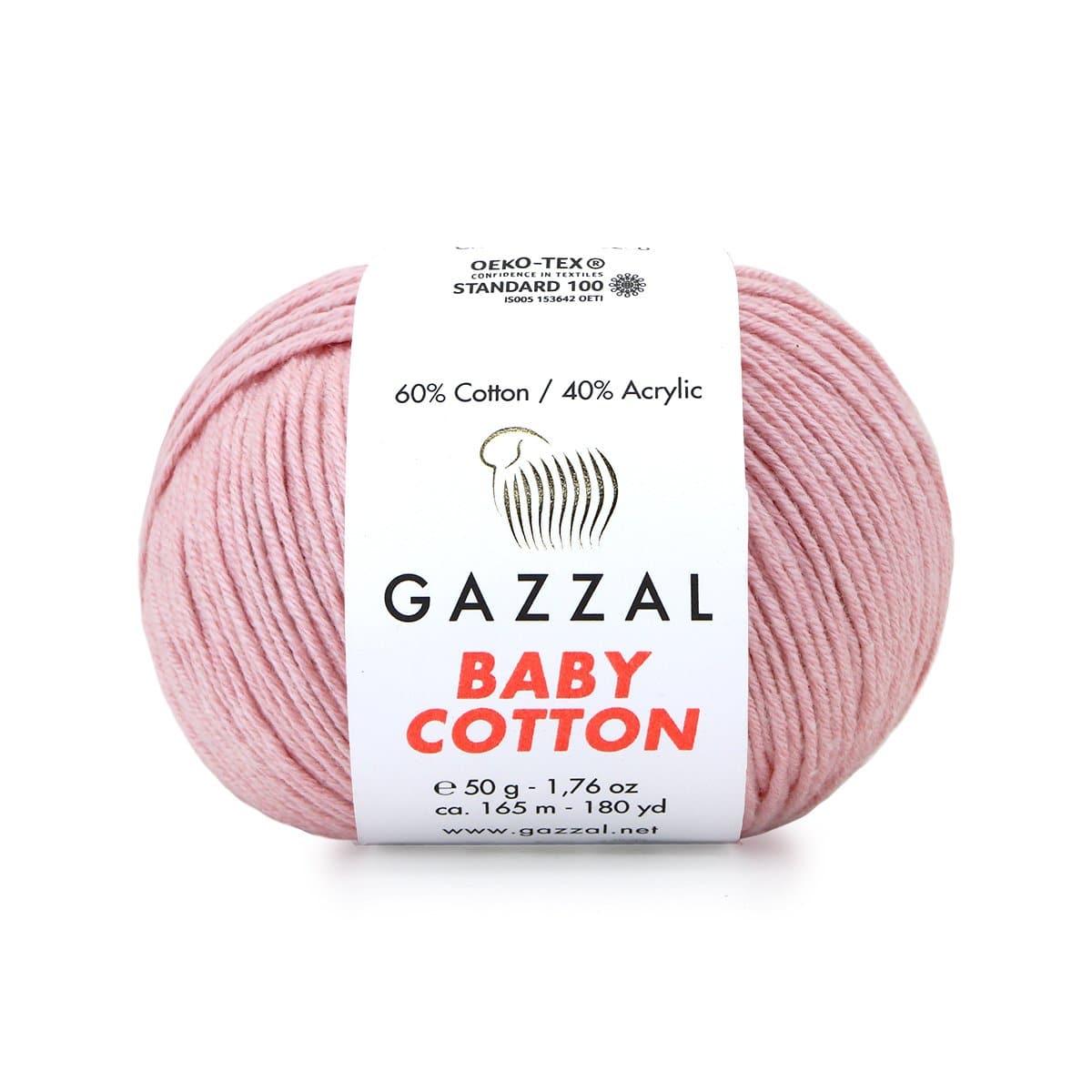 Gazzal Baby Cotton 3444 Dammrosa – babygarn i bomull och akryl