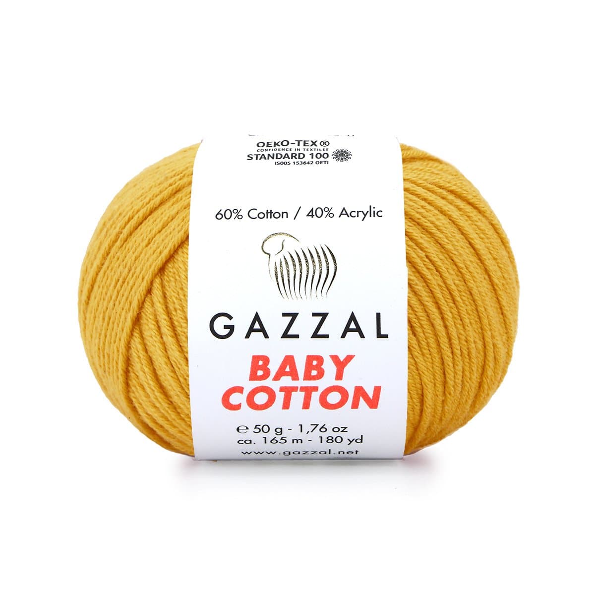 Gazzal Baby Cotton 3447 Senapsgul – babygarn i bomull och akryl