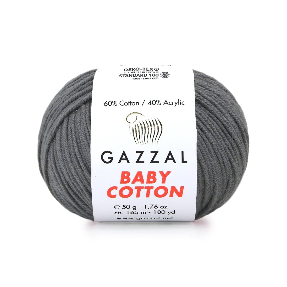 Gazzal Baby Cotton 3450 Kolgrå – babygarn i bomull och akryl