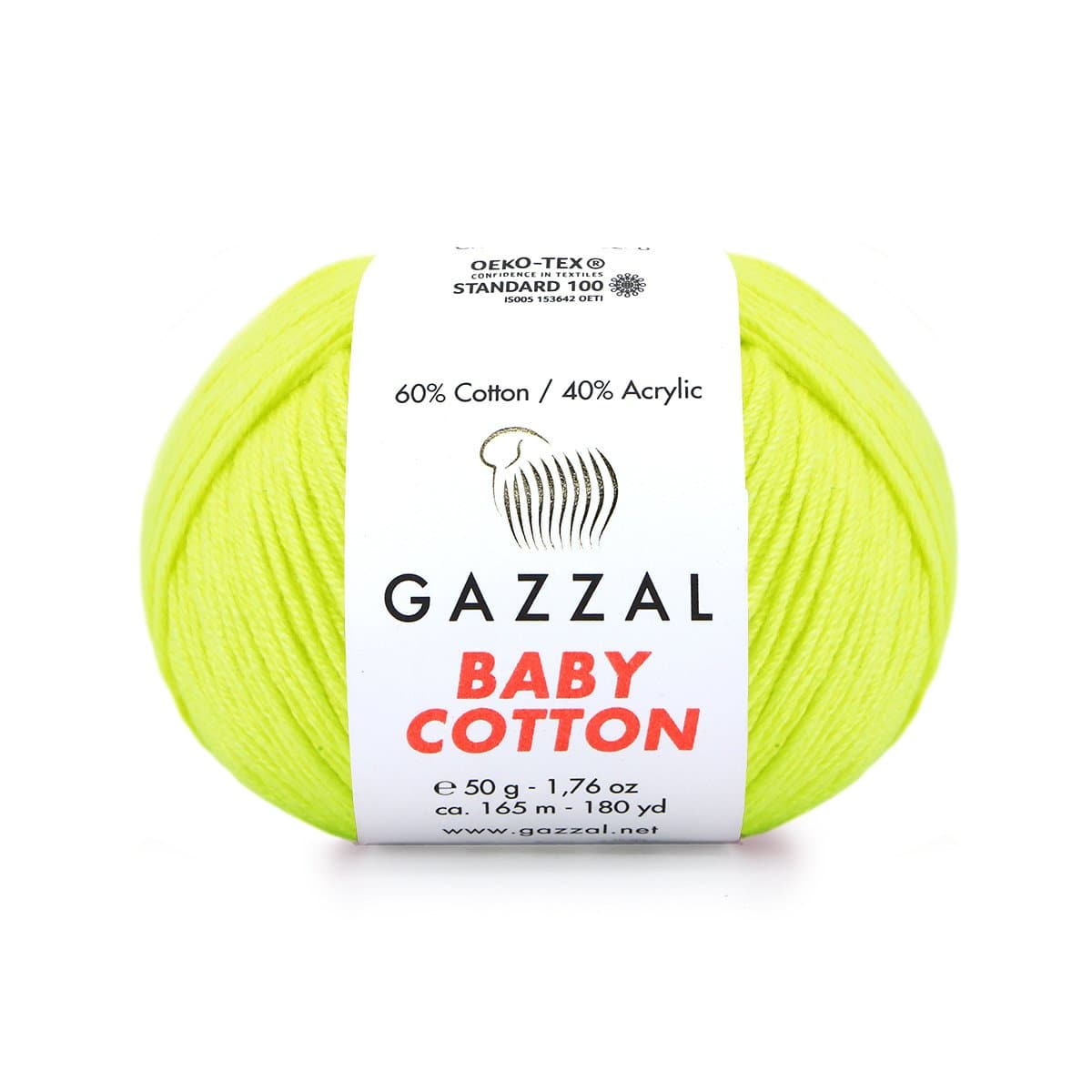 Gazzal Baby Cotton 3462 Neongul – babygarn i bomull och akryl