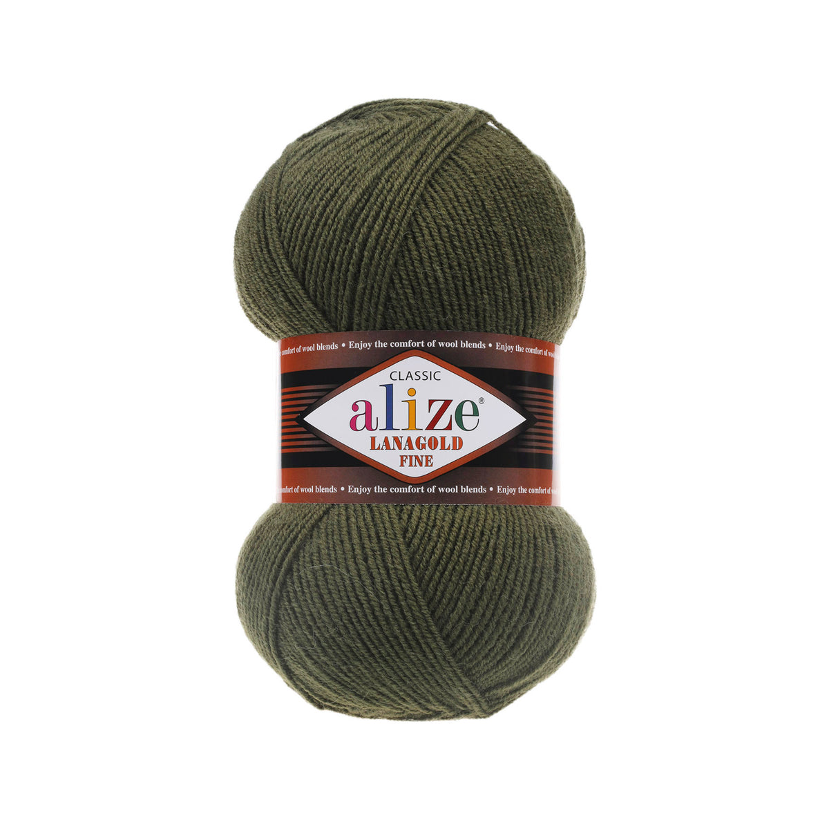 Alize Lanagold Fine 29 Dark Olive – light wool acrylic yarn