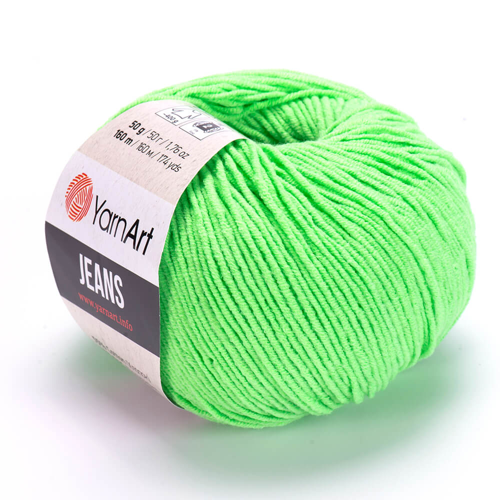 YarnArt Jeans 60 Neongrön – bomulls- och akrylgarn