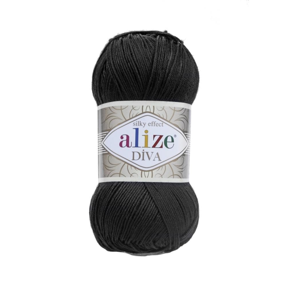 Alize Diva 60 Black – silky microfibre summer yarn