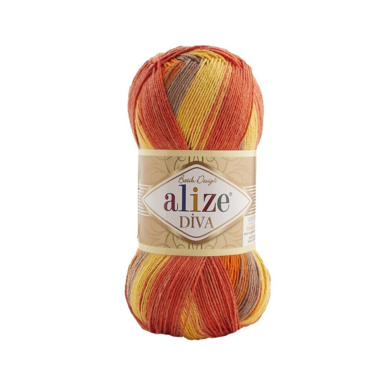 Alize Diva Batik Yarn, 100% Acrylic, 100 Grams, 350 Meters, Yarn Beach Bag,  Yarn Beach, Yarn Beginner, Yarn Beret, Yarn Bikini, Summer Yarn 