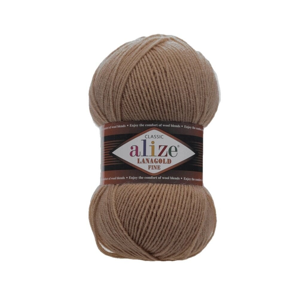 Alize Lanagold Fine 466 Dark Beige – light wool acrylic yarn
