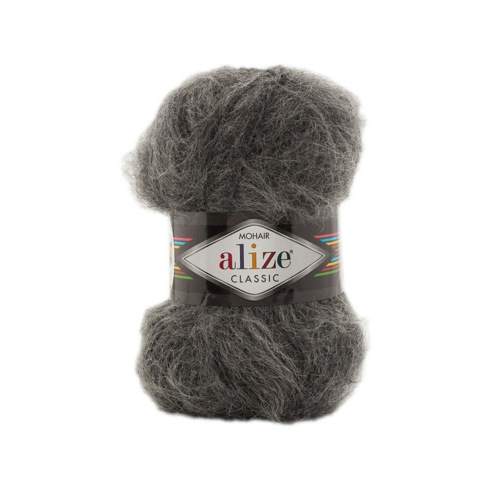 Alize Mohair Classic 196 Тёмно-серый меланж – пряжа из акрила с мохером и шерстью