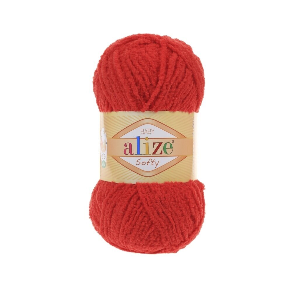 Alize Softy Baby 56 Scharlakansröd – mjukt babygarn i plysch