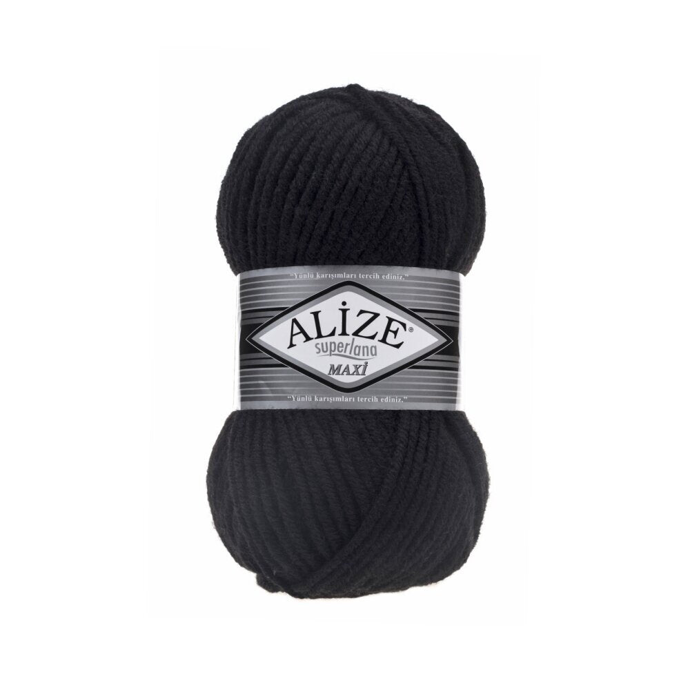 Alize Superlana Maxi 60 Juoda – stori siūlai su vilna