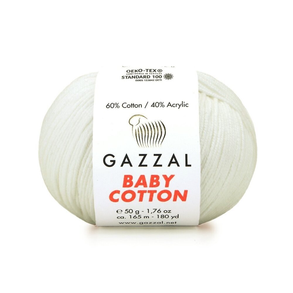 Gazzal Baby Cotton 3410 Benvit – babygarn i bomull och akryl