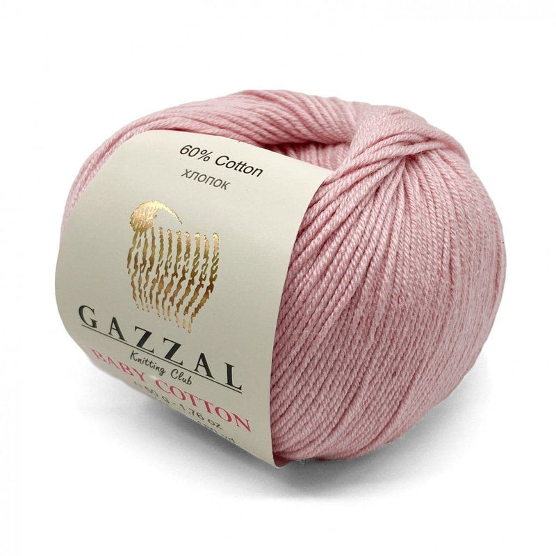 Gazzal Baby Cotton Knitting Yarn, Light Pink - 3411 - Hobiumyarns