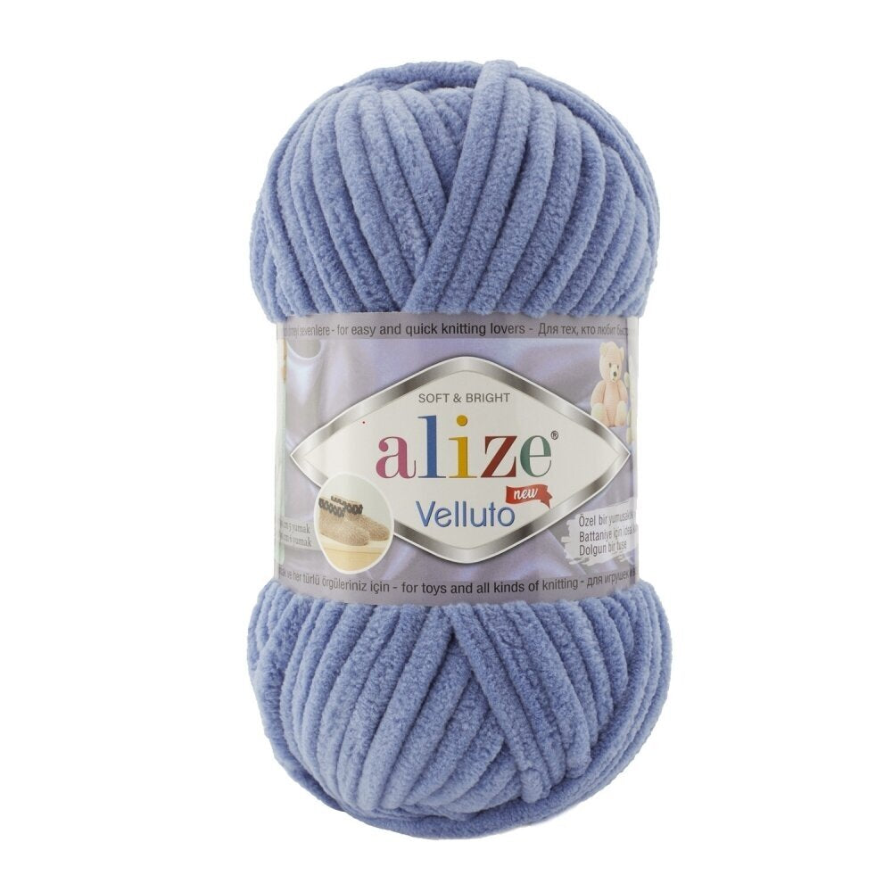 Alize Velluto 374 Denim – grovt chenillegarn